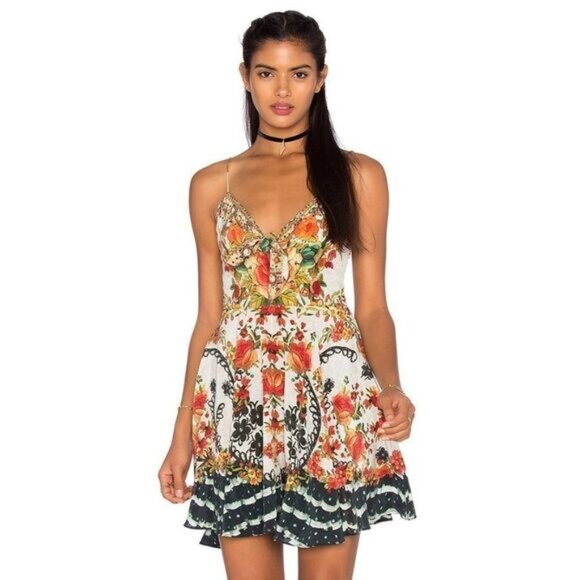 Camilla La Rosa Tie Front Short Dress Size 1 Small b101E - Picture 1 of 16